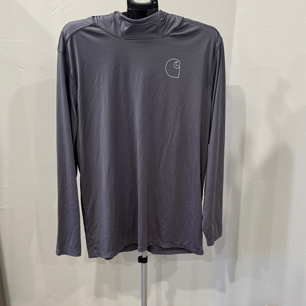 Carhartt Force Sun Defender Long Sleeve T Shirt with hoodie - Size Large EUC